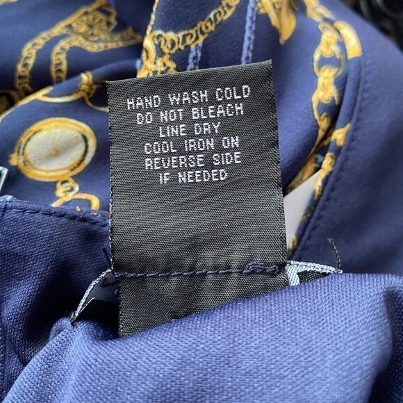 Navy Blue and Gold Chain Print Dress - Picture 12 of 12